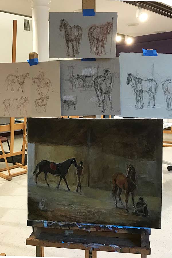 Sketches for horse painting.