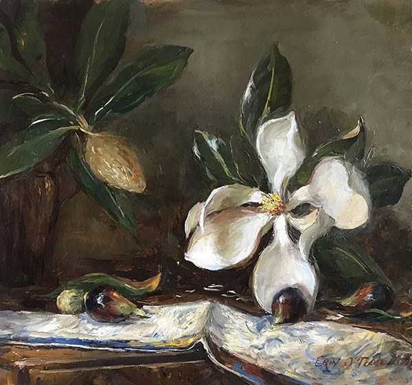 magnolia and fig painting by Erin O'Toole
